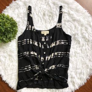 Cloth & Stone Tie Dye Black White Tie Top